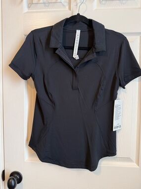 Lululemon Women’s Black Polo Top - Lightweight Short Sleeve